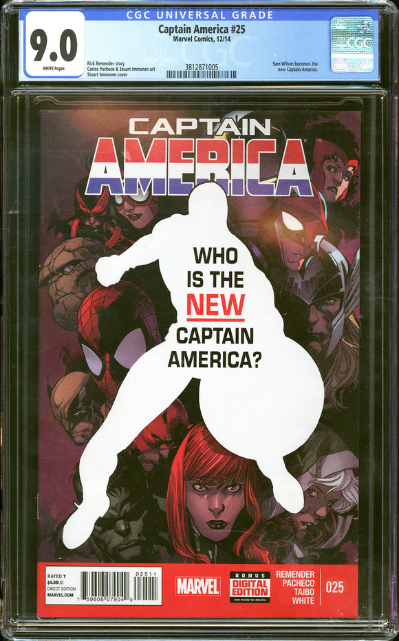 Captain America #25 CGC 9.0 (2014) Sam Wilson Becomes Captain America!