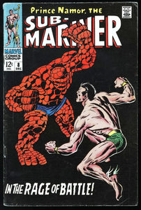 Sub Mariner #8 Marvel 1968 (VG+) Classic Thing VS Namor Cover!