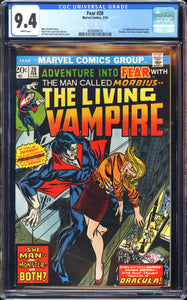 Fear #20 CGC 9.4 (1974) Morbius Begins! 1st Published Work by Paul Gulacy