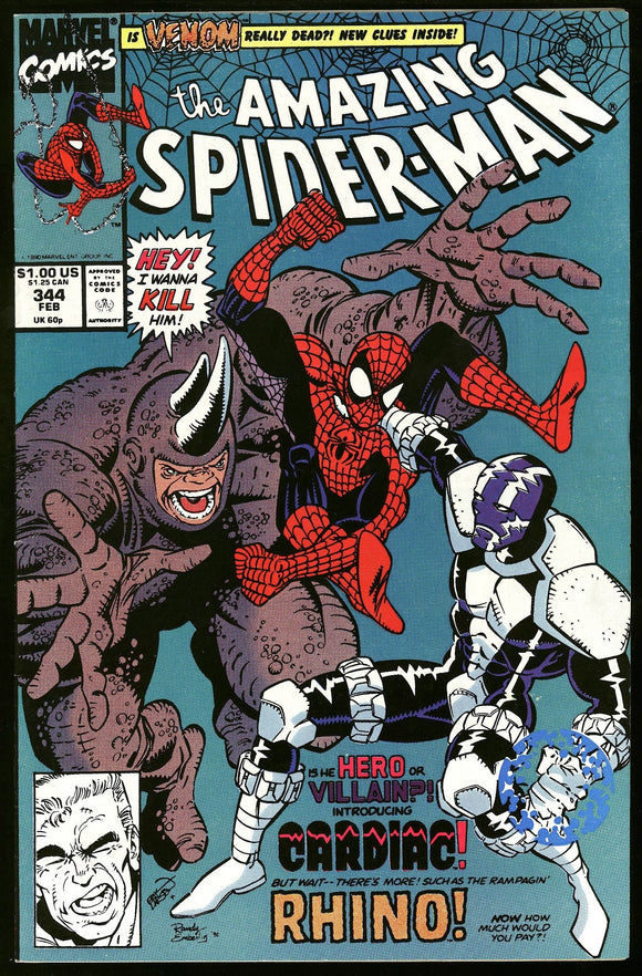 Amazing Spider-Man #344 Marvel 1991 (VF) 1st Cameo App Cletus Kasady!