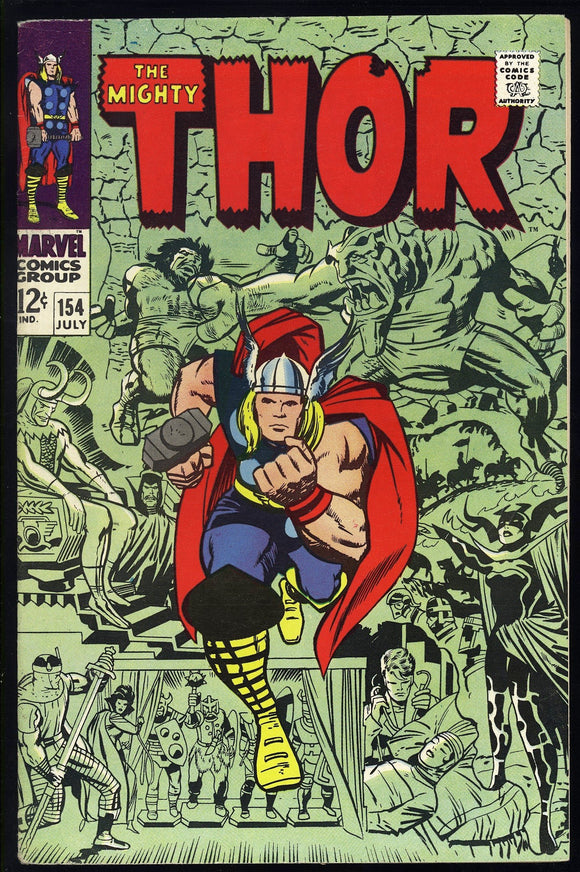 Thor #154 Marvel 1968 (VF-) 1st Appearance of Mangog! Classic Cover!