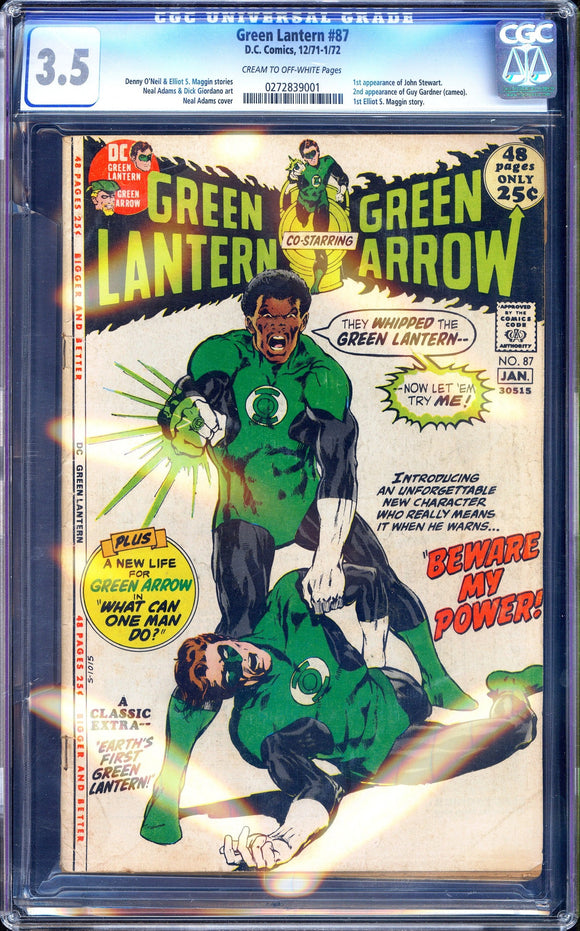 Green Lantern #87 CGC 3.5 (1971/72) 1st John Stewart! 2nd Guy Gardner!