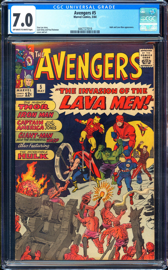 Avengers #5 CGC 7.0 (1964) 1st Appearance of the Lava Men!