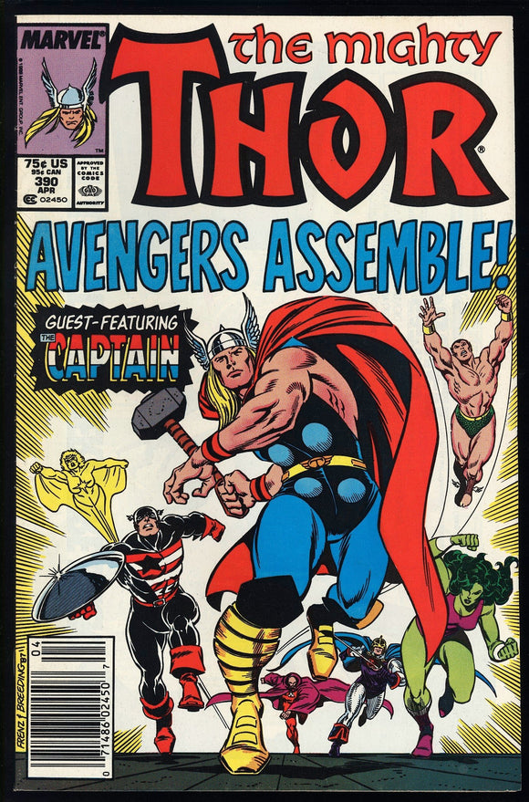 Thor #390 Marvel 1988 (VF) Steve Rogers Wields Mjolnir! NEWSSTAND!