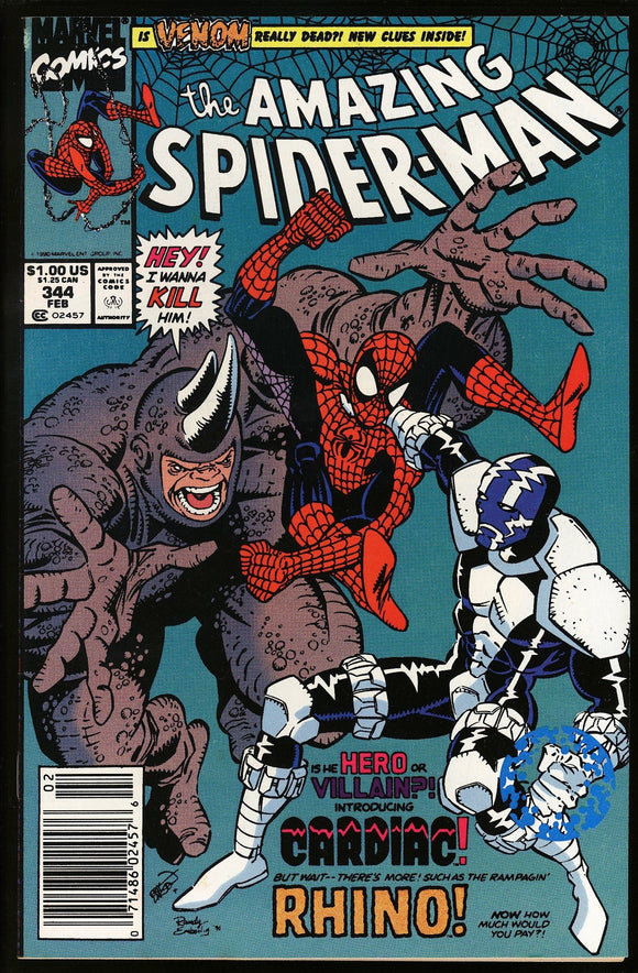 Amazing Spider-Man #344 1991 (NM-) NEWSSTAND 1st Cletus Kasady!