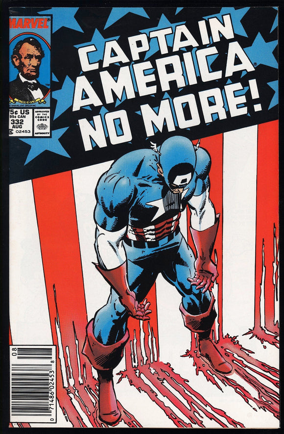 Captain America #332 1987 (NM-) Steve Rogers Resigns! NEWSSTAND!