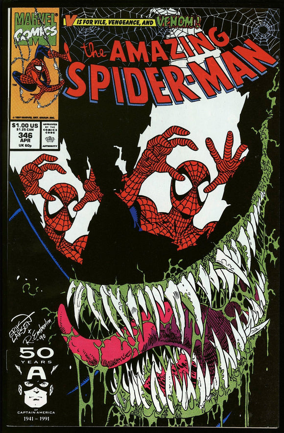 Amazing Spider-Man #346 Marvel 1991 (NM-) Classic Larsen Venom Cover!