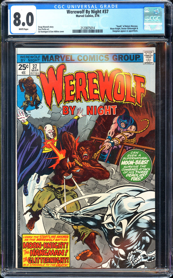 Werewolf by Night #37 CGC 8.0 (1976) 3rd App of Moon Knight!
