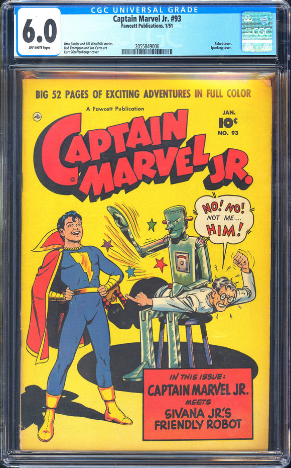 Captain Marvel Jr. #93 CGC 6.0 (1951) Spanking Robot Cover! HTF!