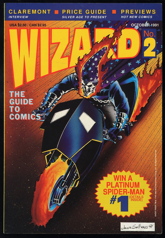Wizard The Guide to Comics #2 1991 (VF+) Ghost Rider! Poster Inside