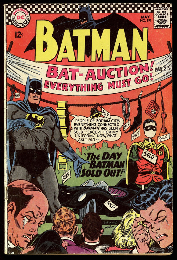 Batman #191 DC Comics 1967 (VG-) Bat-Auction! Joker & Penguin App