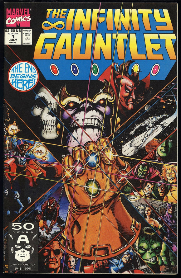 Infinity Gauntlet #1 Marvel 1991 (NM-) George Perez Cover! Jim Starlin!
