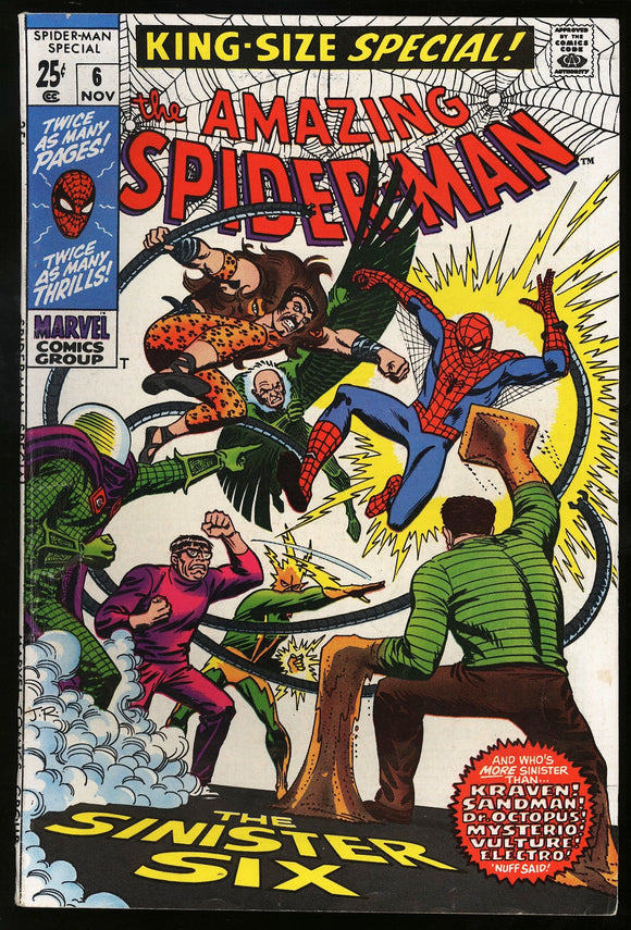 Amazing Spider-Man King Size Annual #6 1969 (VF-) Sinister Six App!