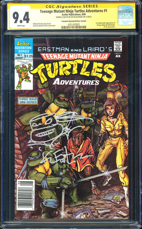 Teenage Mutant Ninja Turtles Adventures #1 CGC 9.4 (1989) Signed Eastman!