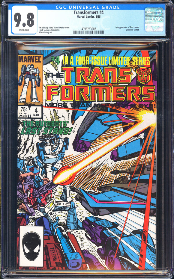 Transformers #4 CGC 9.8 (1985) 1st Appearance of Shockwave!