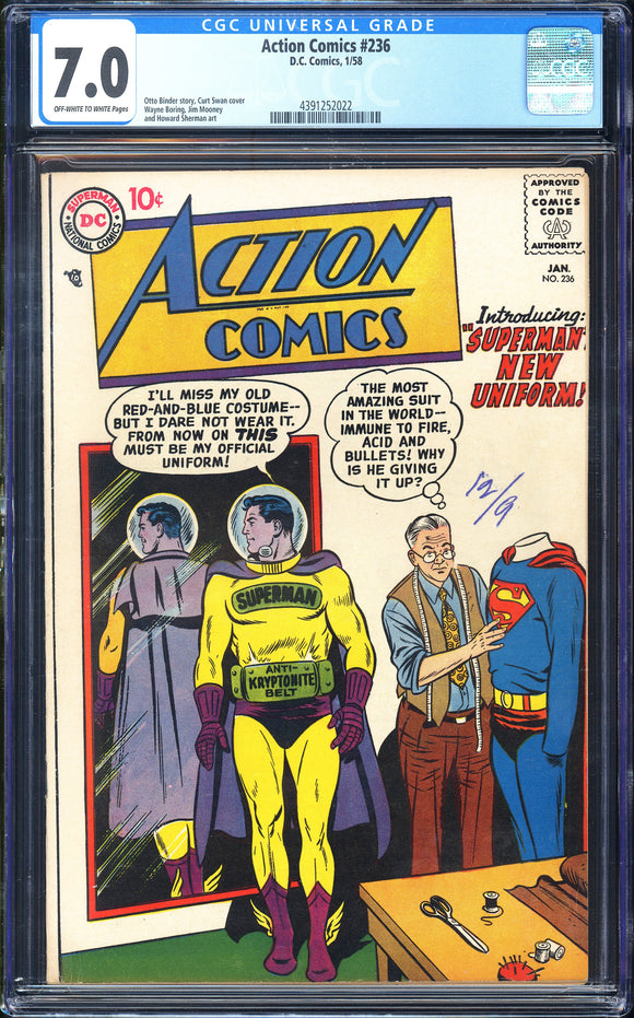 Action Comics #236 CGC 7.0 (1958) Superman's New Suit!
