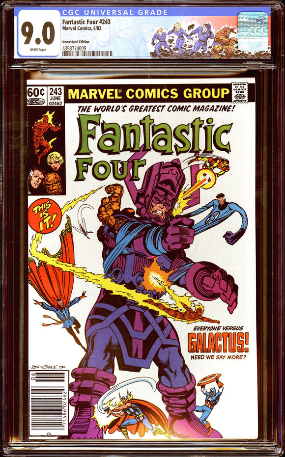 Fantastic Four #243 CGC 9.0 (1982) John Byrne Galactus! NEWSSTAND!