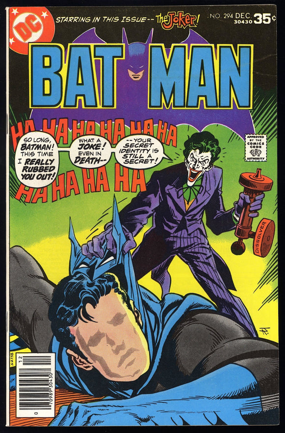 Batman #294 DC Comics 1977 (VF+) Joker Cover & Story!