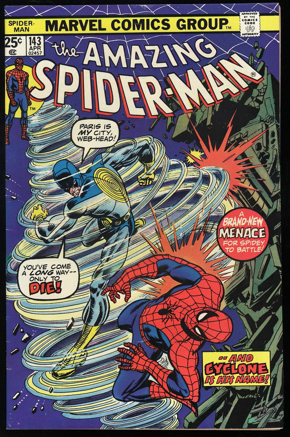 Amazing Spider-Man #143 Marvel 1975 (VF-) 1st App of Cyclone!