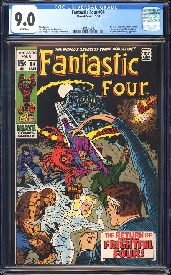 Fantastic Four #94 CGC 9.0 (1970) 1st App of Agatha Harkness!