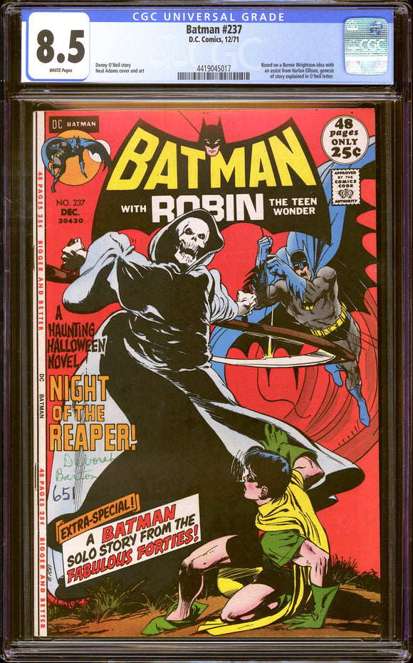 Batman #237 CGC 8.5 (1971) 1st App of the Reaper! Neal Adams!