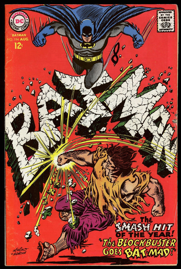Batman #194 DC Comics 1967 (FN-) Origin of Blockbuster Retold! Infantino!