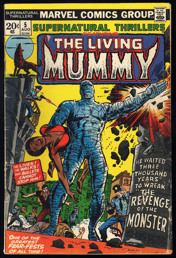 Supernatural Thrillers #5 Marvel 1973 (VG-) 1st App of the Living Mummy!