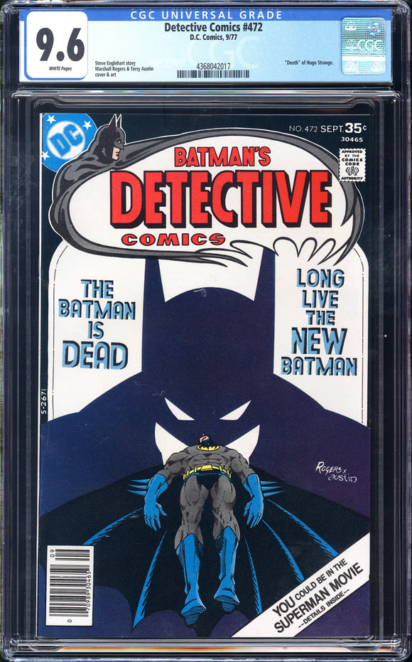 Detective Comics #472 CGC 9.6 (1977) Death of Hugo Strange!