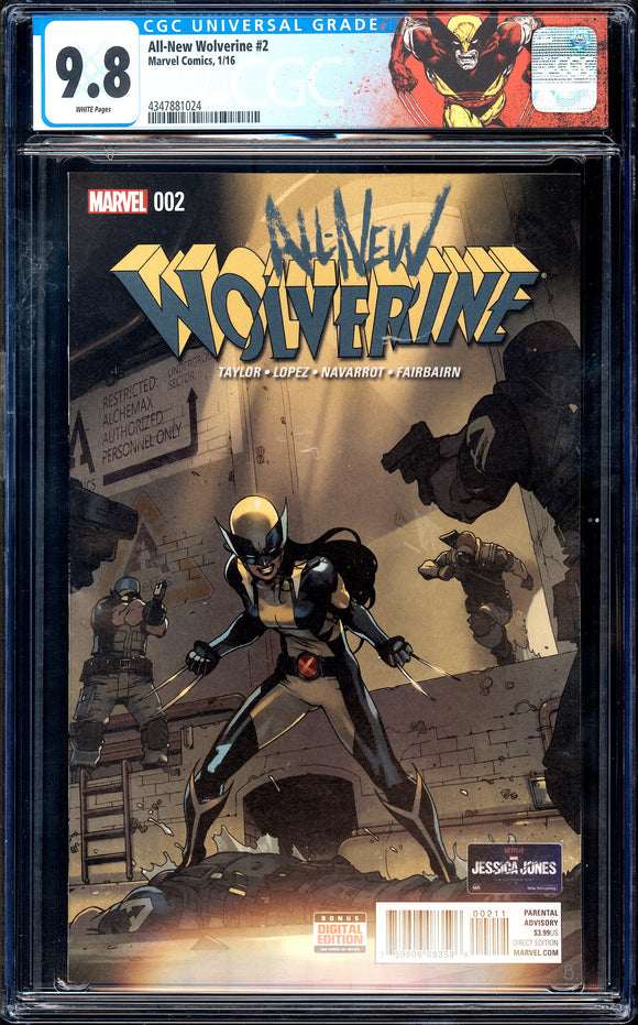 All New Wolverine #2 CGC 9.8 (2016) 1st App of Gabby (Honey Bagder)
