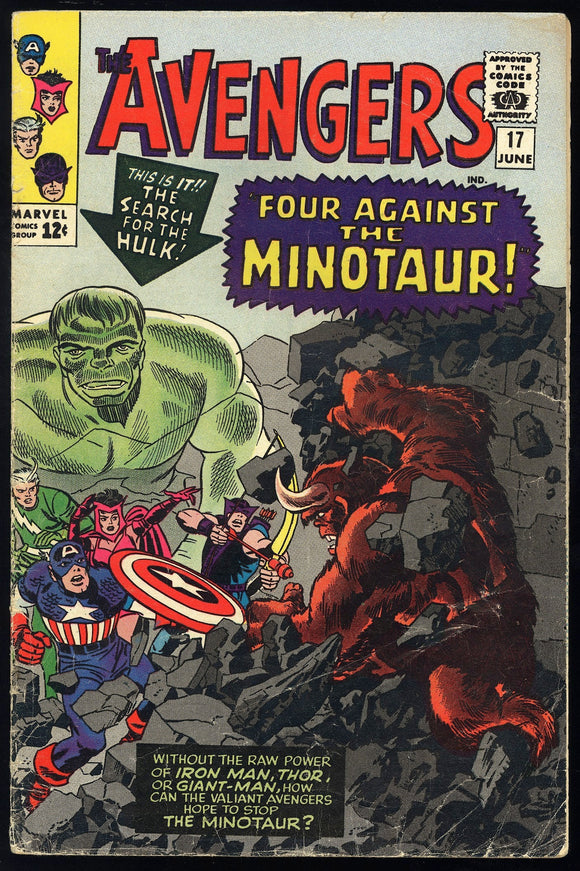 Avengers #17 Marvel 1965 (VG) Origin & 1st Appearance of Minotaur!