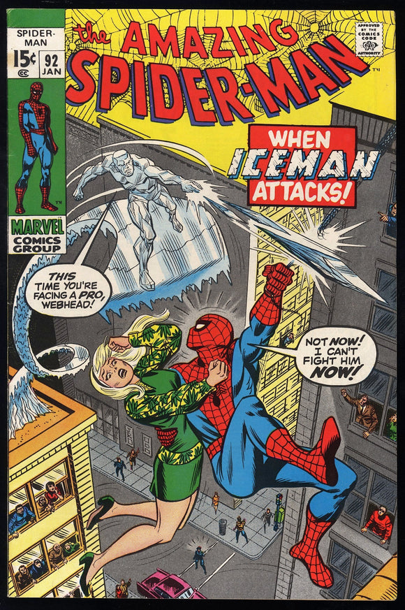Amazing Spider-Man #92 Marvel 1971 (FN/VF) X-Men Crossover!