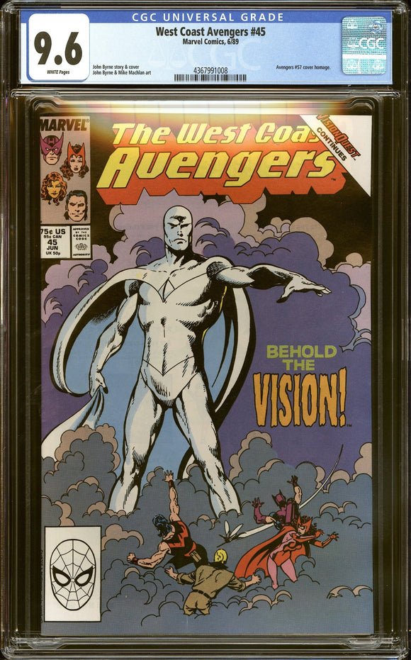 West Coast Avengers #45 CGC 9.6 (1989) 1st Appearance of White Vision!