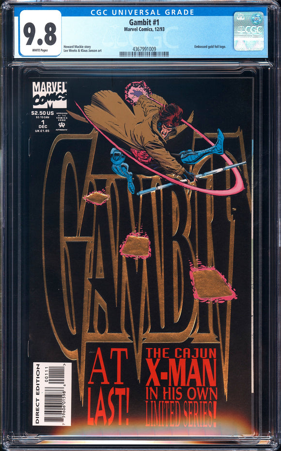 Gambit #1 CGC 9.8 (1993) Origin of Gambit! Embossed Gold Foil Logo