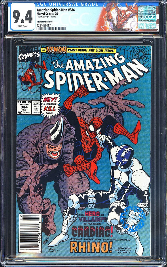 Amazing Spider-Man #344 CGC 9.4 (1991) NEWSSTAND Mark Jewelers!