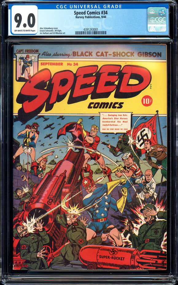 Speed Comics #34 CGC 9.0 (1944) Schomburg!Highest Graded Copy on Census!