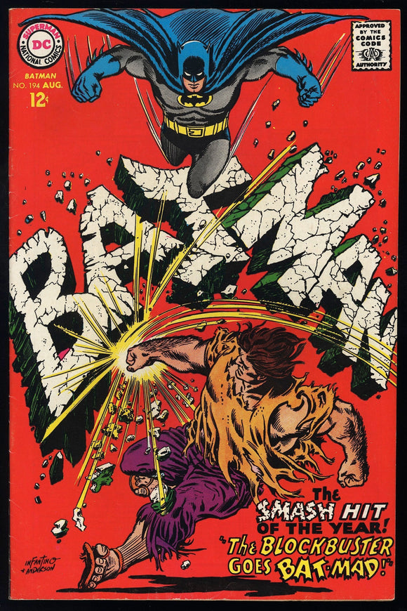 Batman #194 DC Comics 1967 (VF-) Origin of Blockbuster Retold! Infantino!