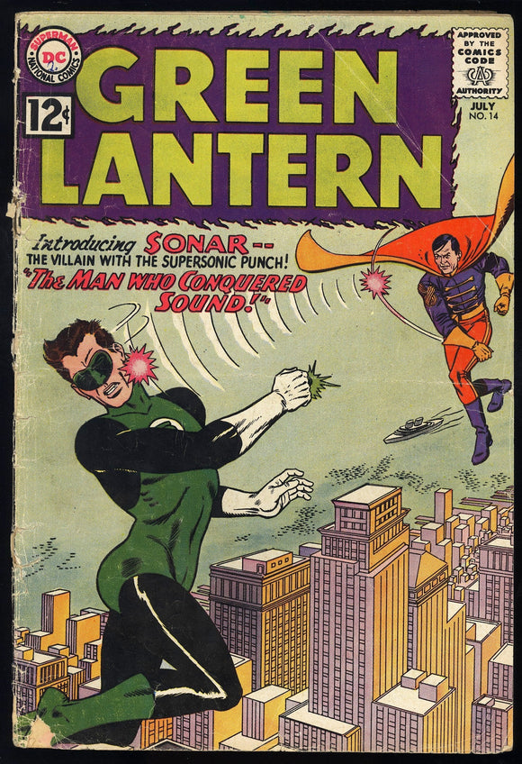 Green Lantern #14 DC 1962 (GD) 1st App of Sonar! Cover Detached