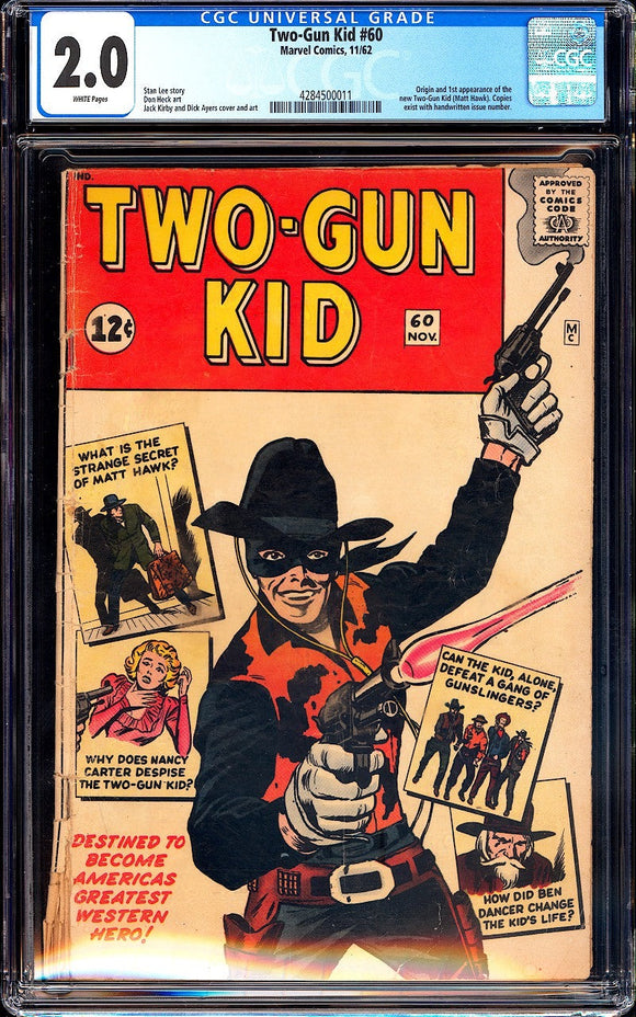 Two-Gun Kid #60 CGC 2.0 (1962) Origin & 1st App of New Two-Gun Kid!