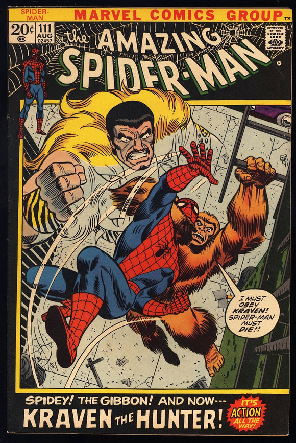 Amazing Spider-Man #111 Marvel 1972 (VF/NM) Kraven Cover Appearance!