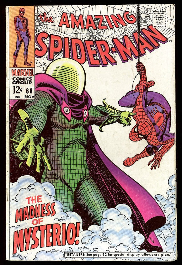 Amazing Spider-Man #66 Marvel 1968 (VG-) Classic Mysterio Cover!