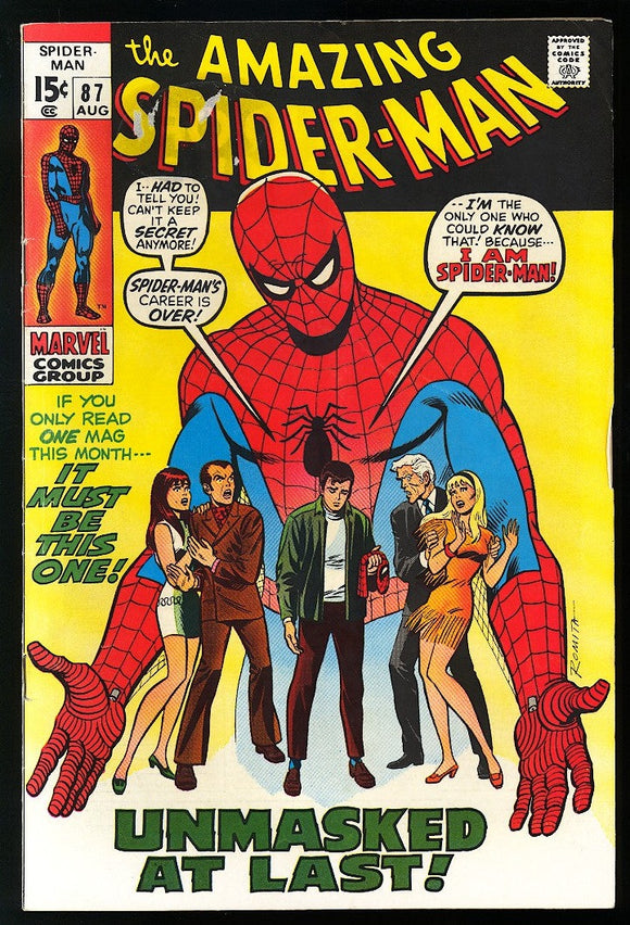 Amazing Spider-Man #87 Marvel 1970 (VG) Spider-Man Unmasked!