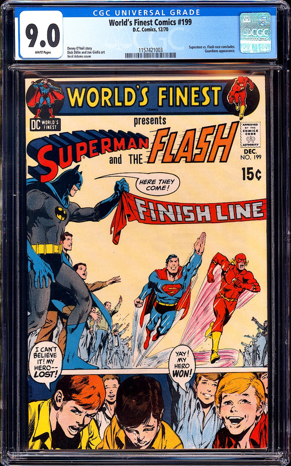 World's Finest Comics #199 CGC 9.0 (1970) Final Superman vs Flash Race!