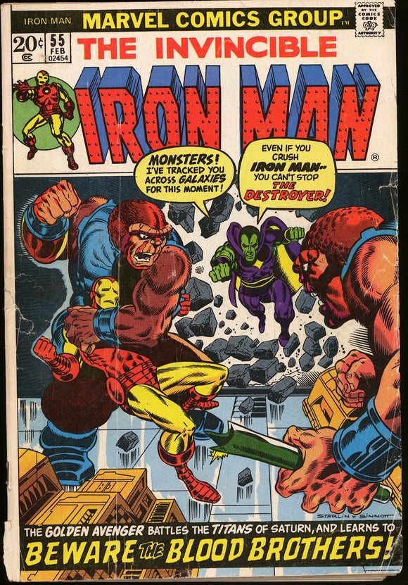Iron Man #55 GD+ 1st appearance of Thanos & Drax!