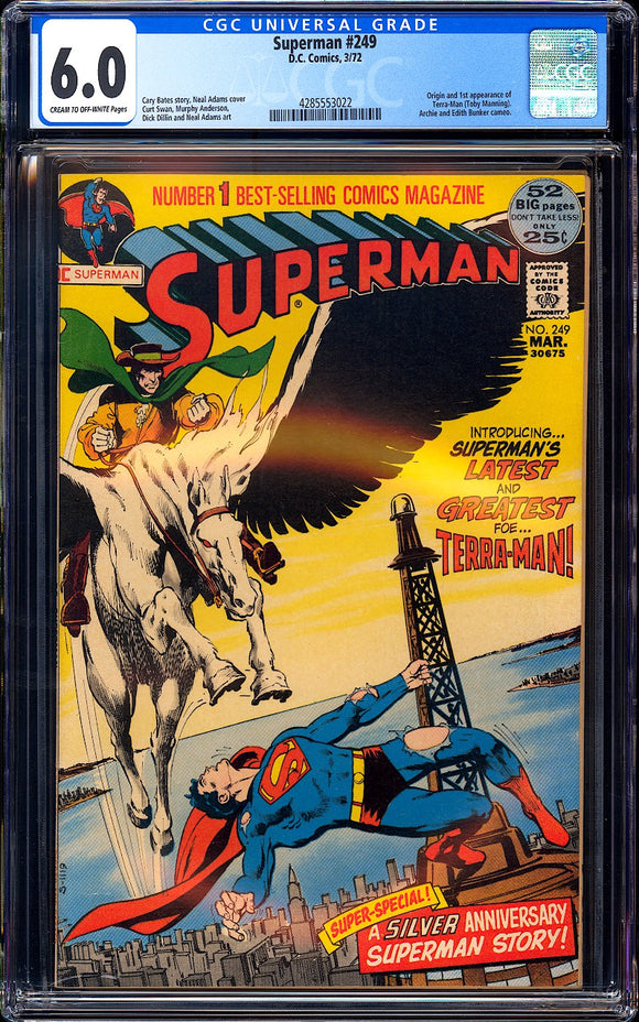 Superman #249 CGC 6.0 (1972) Origin & 1st App of Terra-Man!
