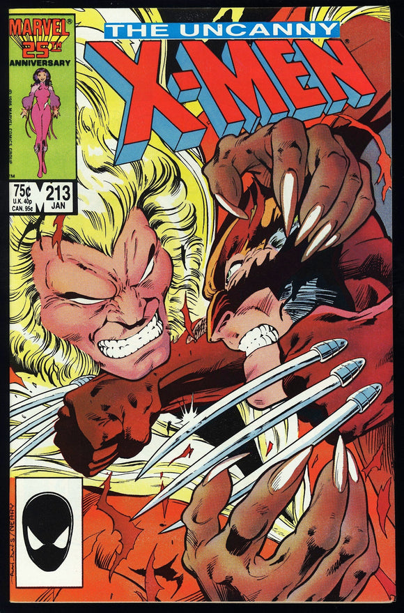 Uncanny X-Men #213 Marvel 1987 (NM+) Wolverine Vs Sabretooth!