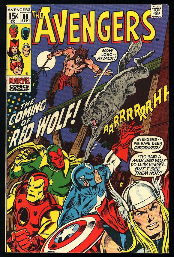 Avengers #80 Marvel 1970 (VF-) 1st Appearance of Red Wolf!