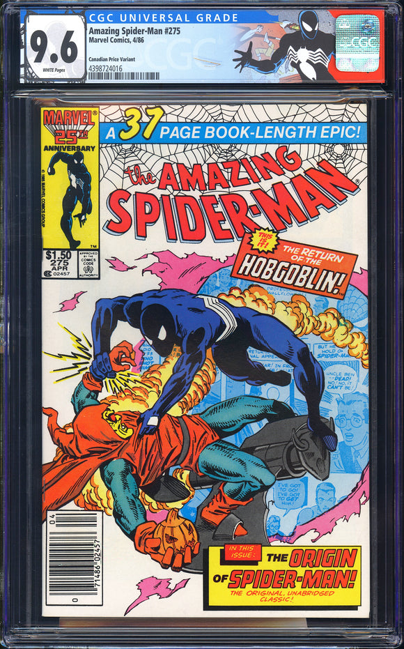 Amazing Spider-Man #275 CGC 9.6 (1986) Canadian Price Variant!