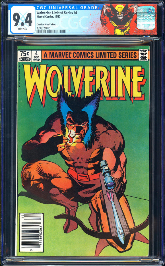Wolverine #4 CGC 9.4 (1982) Canadian Price Variant! Frank Miller!