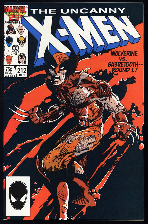 Uncanny X-Men #212 Marvel 1986 (NM-) 1st Wolverine Vs. Sabretooth!