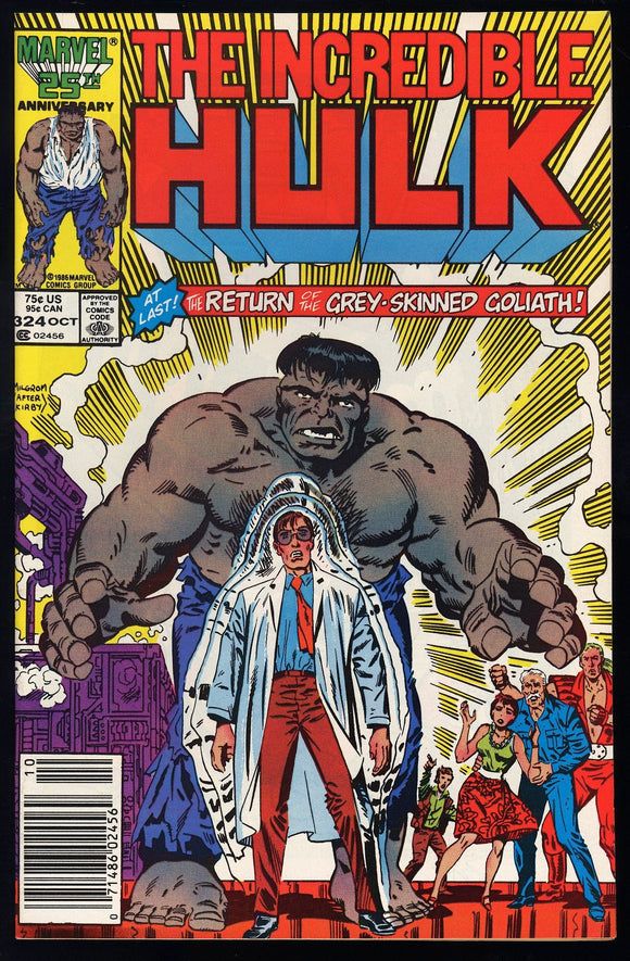 Incredible Hulk #324 Marvel 1986 (NM-) Return of Grey Hulk! NEWSSTAND!